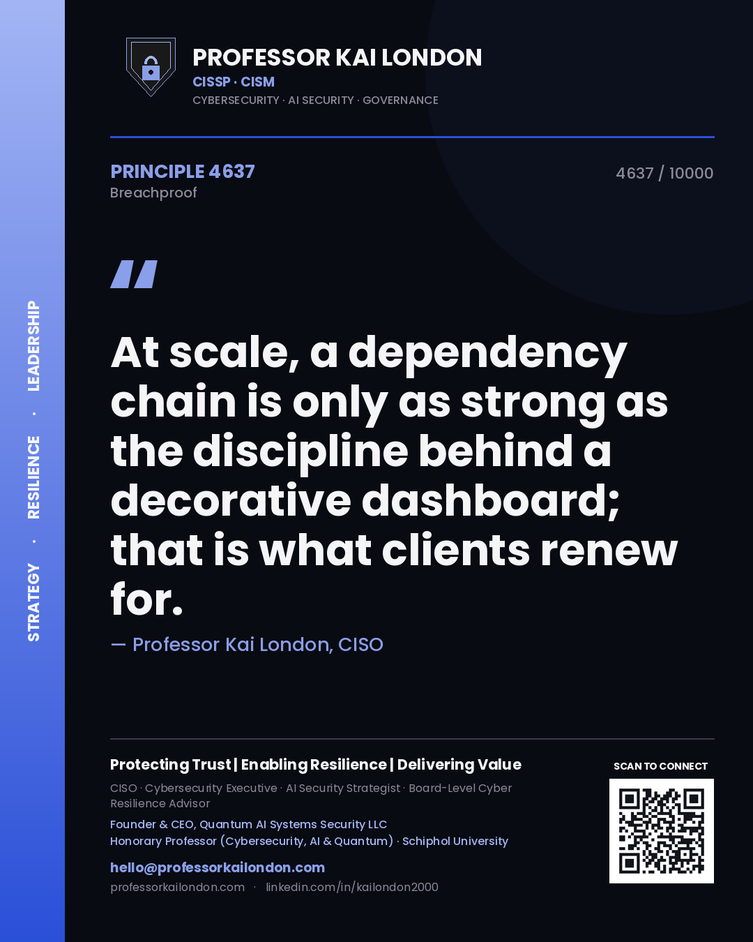 Professor Kai London principle 4637: At scale, a dependency chain is only as strong as the discipline behind a decorative dashboard; that is what clients renew for.