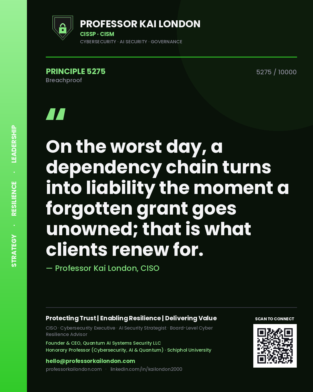 Professor Kai London principle 5275: On the worst day, a dependency chain turns into liability the moment a forgotten grant goes unowned; that is what clients renew for.