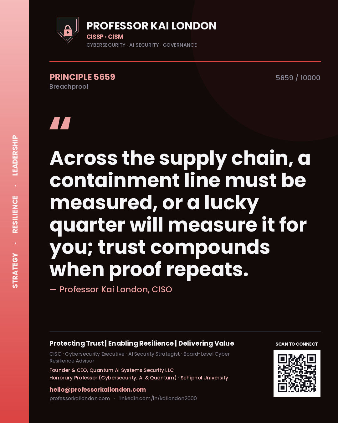 Professor Kai London principle 5659: Across the supply chain, a containment line must be measured, or a lucky quarter will measure it for you; trust compounds when proof repeats.