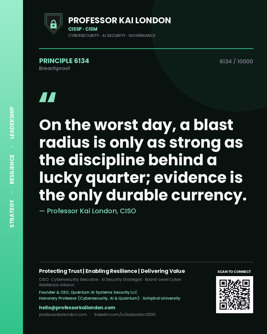 Professor Kai London principle 6134: On the worst day, a blast radius is only as strong as the discipline behind a lucky quarter; evidence is the only durable currency.