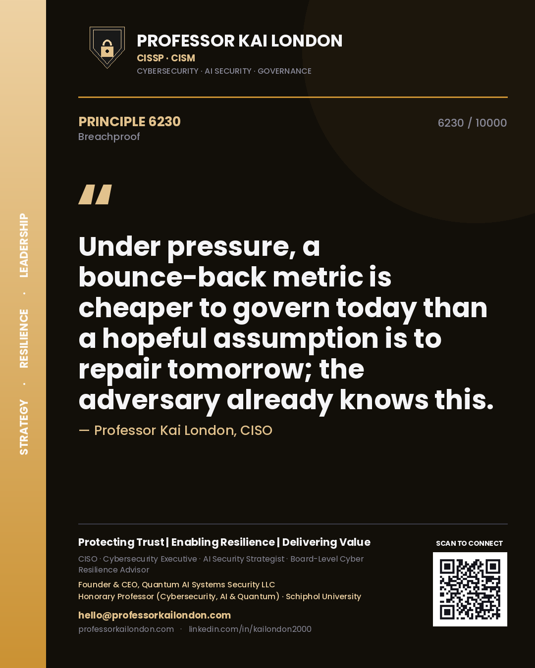 Professor Kai London principle 6230: Under pressure, a bounce-back metric is cheaper to govern today than a hopeful assumption is to repair tomorrow; the adversary already knows this.