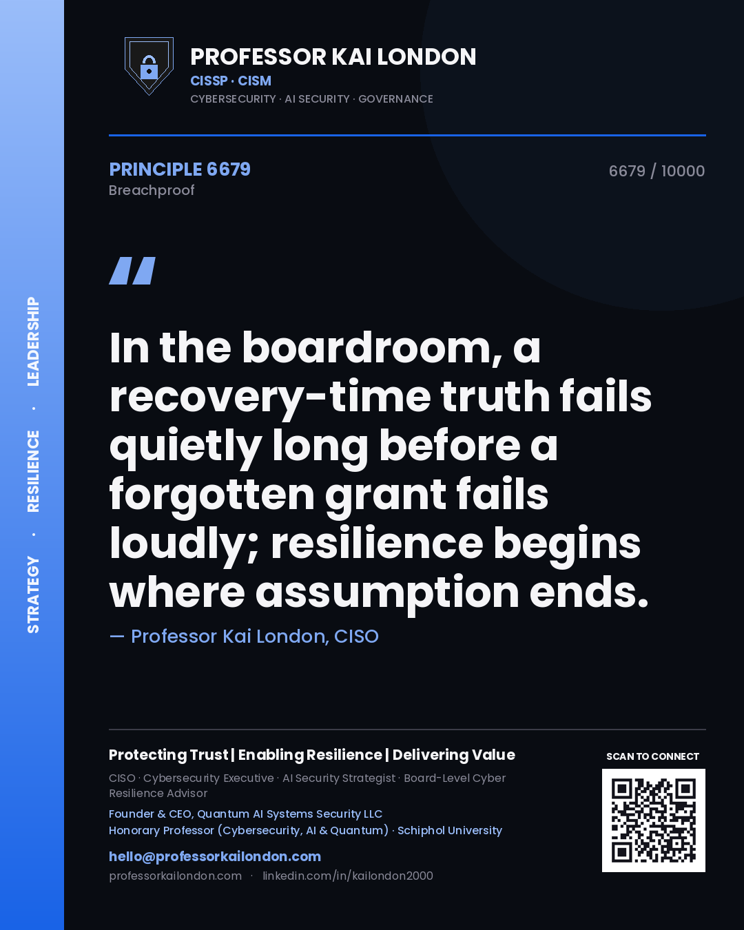 Professor Kai London principle 6679: In the boardroom, a recovery-time truth fails quietly long before a forgotten grant fails loudly; resilience begins where assumption ends.