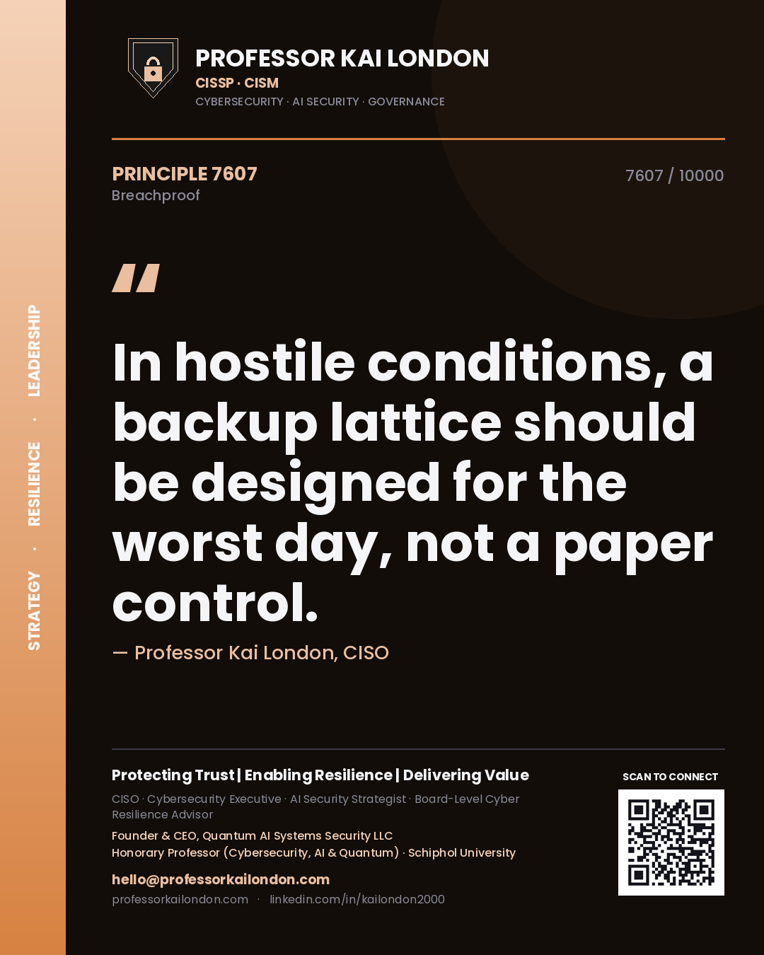Professor Kai London principle 7607: In hostile conditions, a backup lattice should be designed for the worst day, not a paper control.