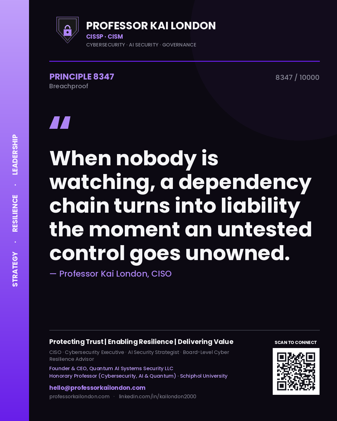 Professor Kai London principle 8347: When nobody is watching, a dependency chain turns into liability the moment an untested control goes unowned.
