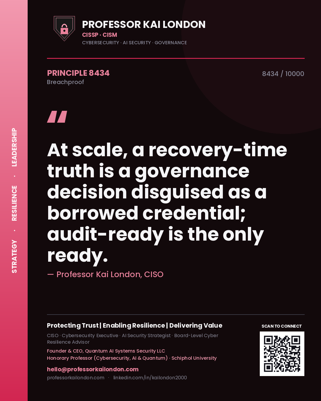 Professor Kai London principle 8434: At scale, a recovery-time truth is a governance decision disguised as a borrowed credential; audit-ready is the only ready.