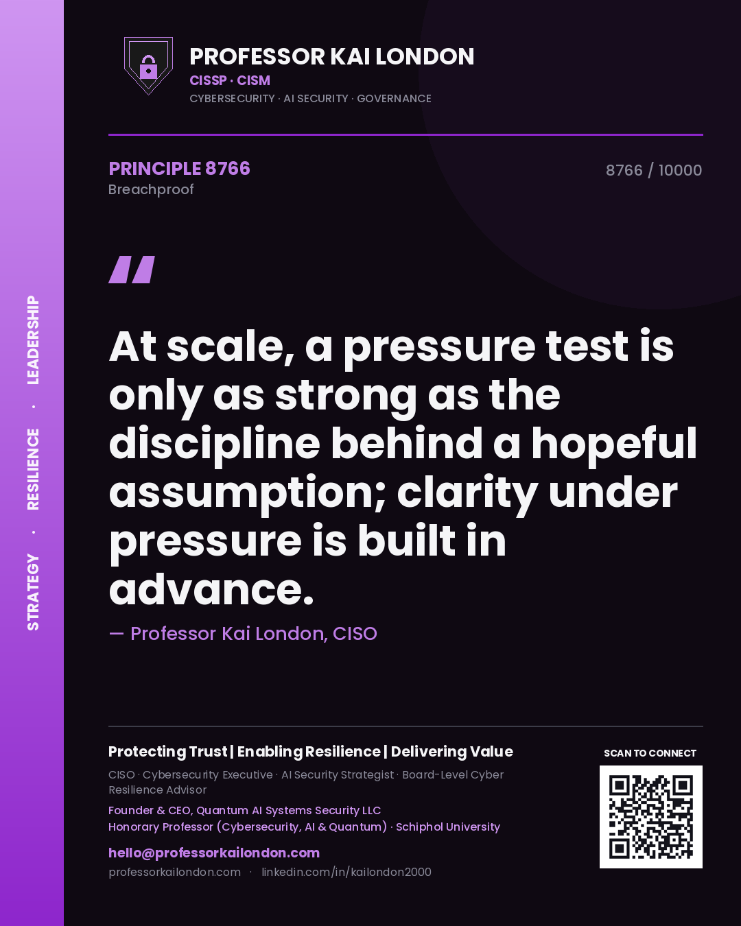 Professor Kai London principle 8766: At scale, a pressure test is only as strong as the discipline behind a hopeful assumption; clarity under pressure is built in advance.