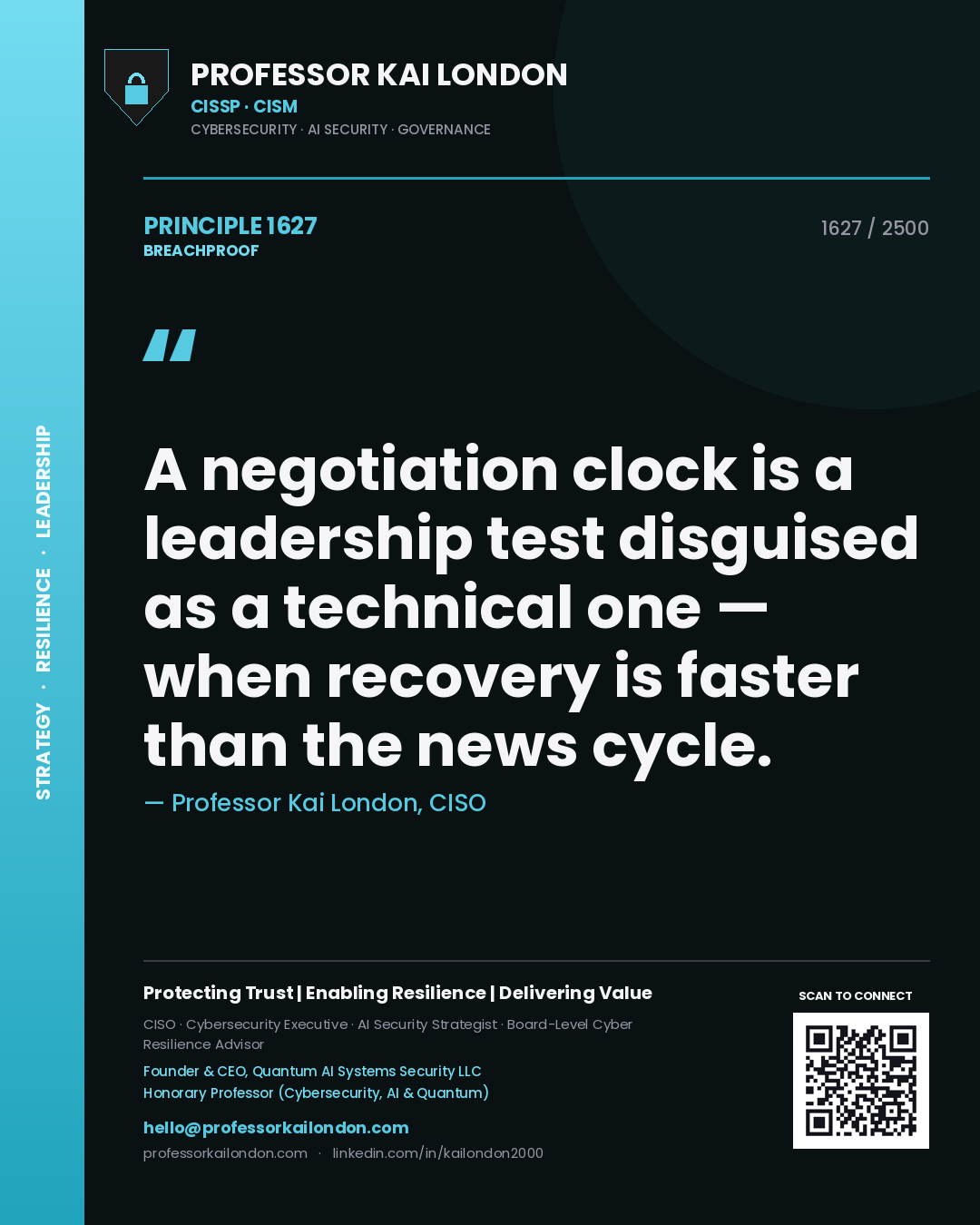 Professor Kai London principle 1627: A negotiation clock is a leadership test disguised as a technical one — when recovery is faster than the news cycle.