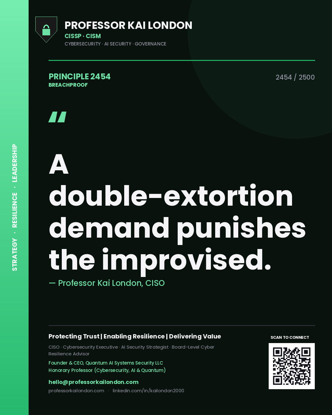 Professor Kai London principle 2454: A double-extortion demand punishes the improvised.