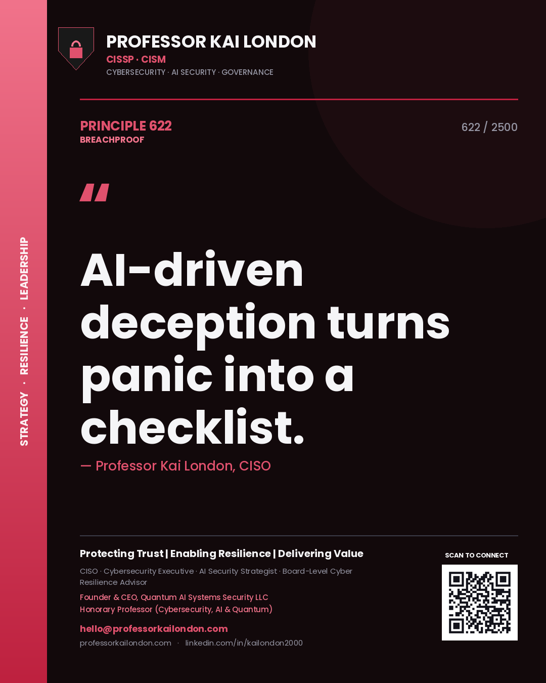 Professor Kai London principle 622: AI-driven deception turns panic into a checklist.