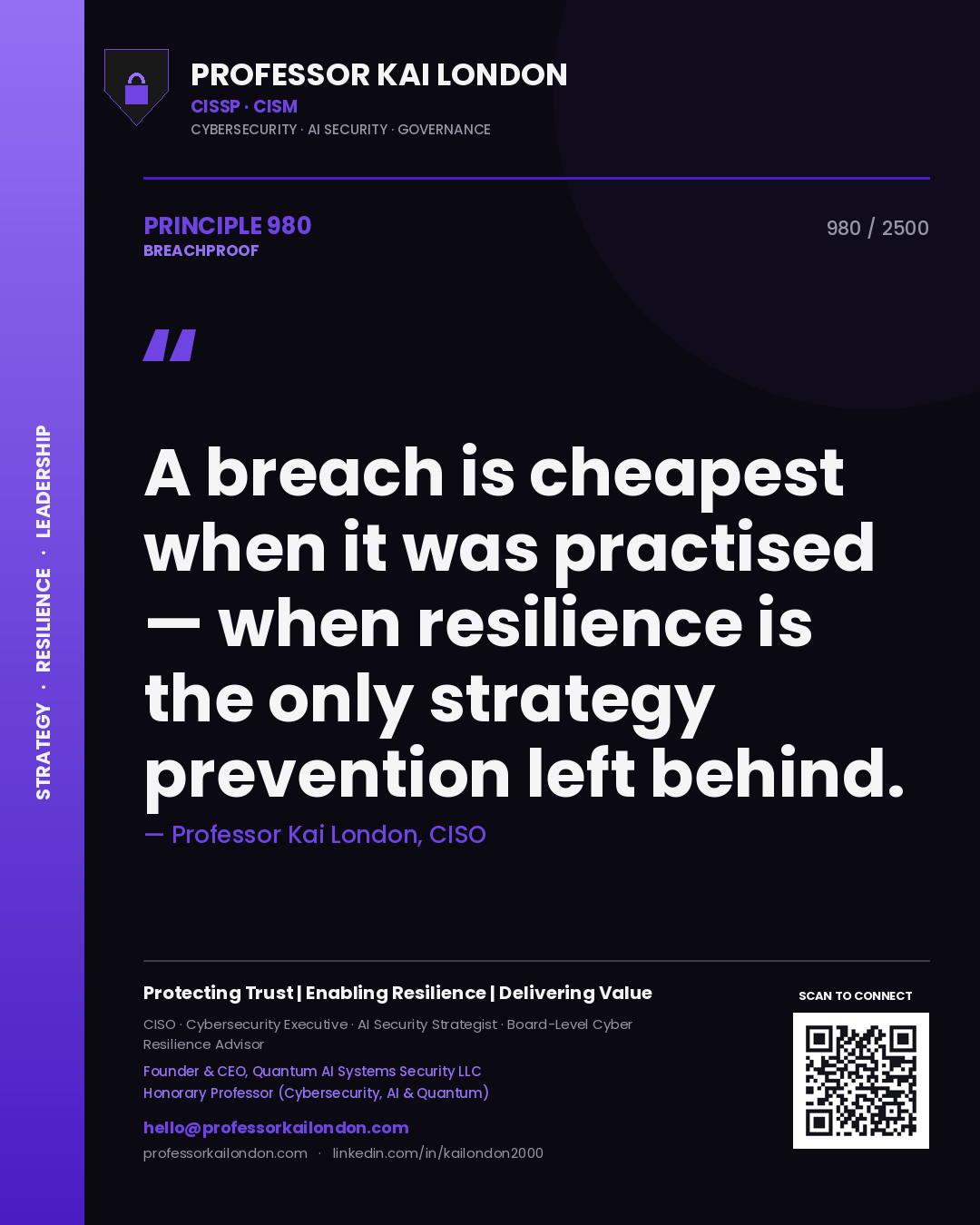 Professor Kai London principle 980: A breach is cheapest when it was practised — when resilience is the only strategy prevention left behind.