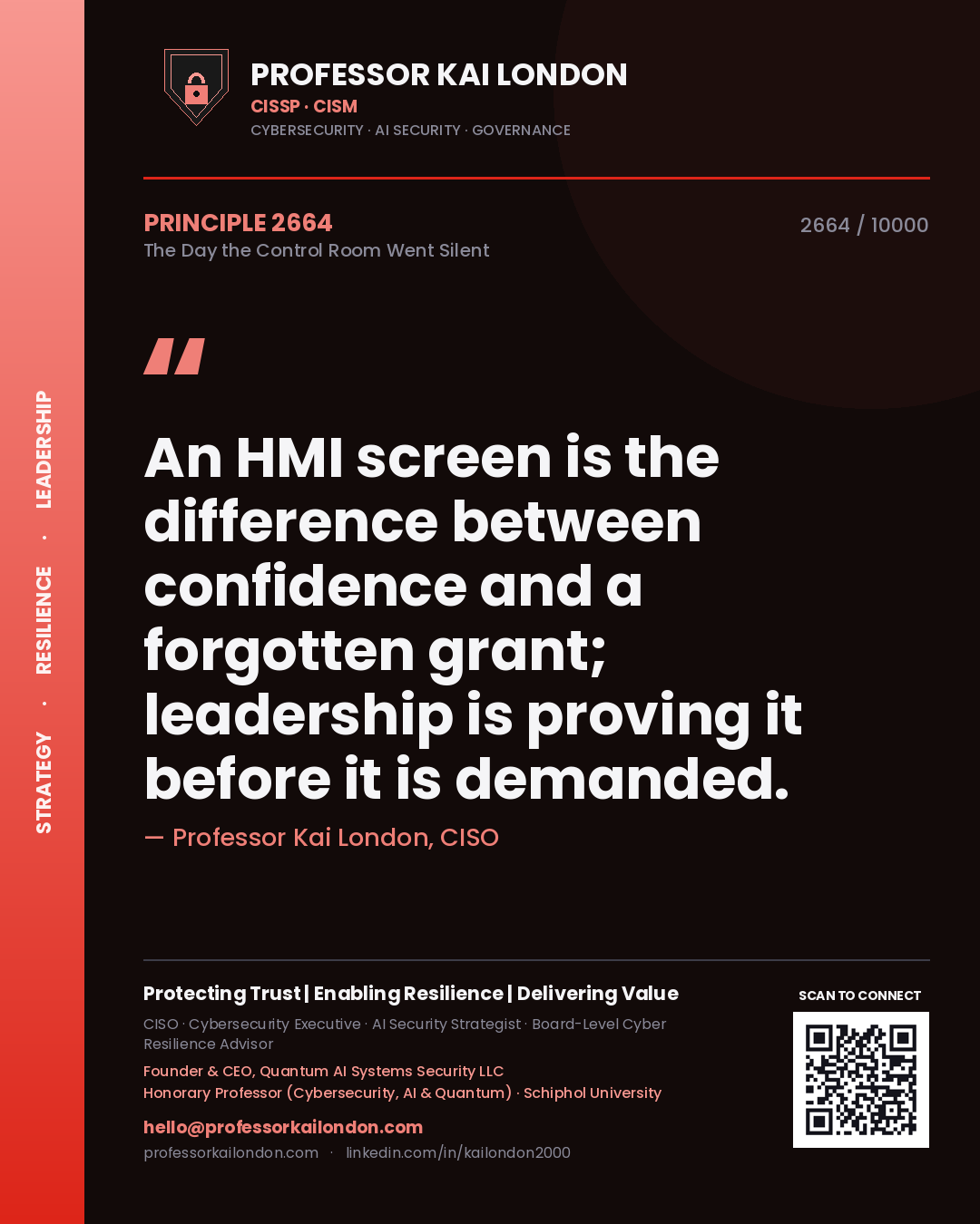 Professor Kai London principle 2664: An HMI screen is the difference between confidence and a forgotten grant; leadership is proving it before it is demanded.