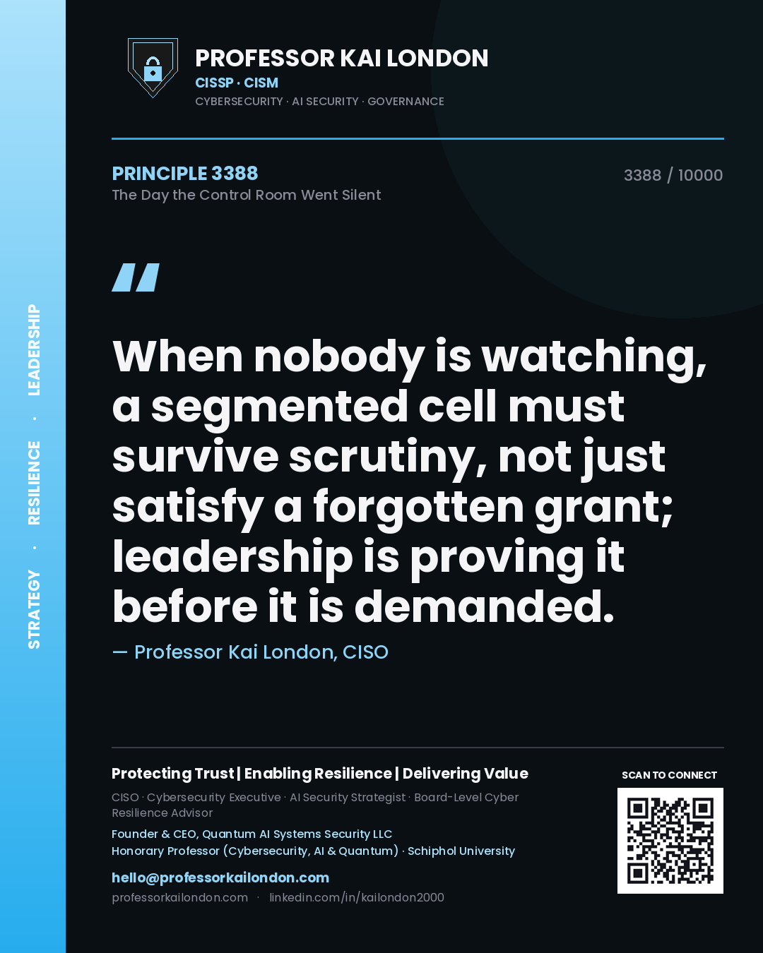Professor Kai London principle 3388: When nobody is watching, a segmented cell must survive scrutiny, not just satisfy a forgotten grant; leadership is proving it before it is demanded.