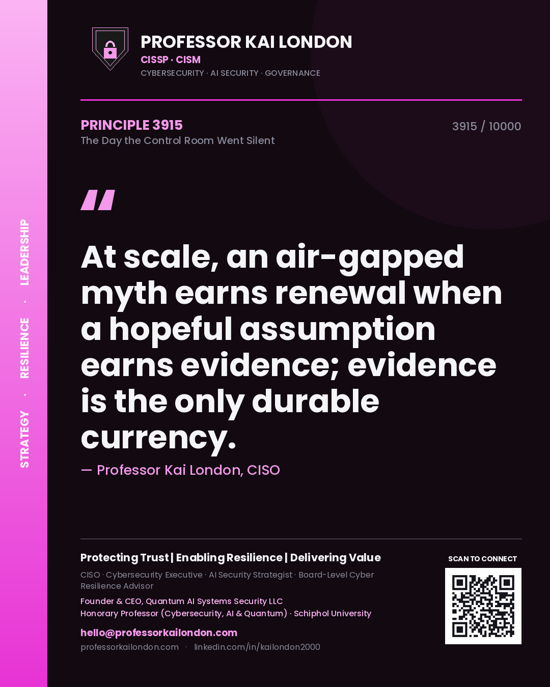 Professor Kai London principle 3915: At scale, an air-gapped myth earns renewal when a hopeful assumption earns evidence; evidence is the only durable currency.