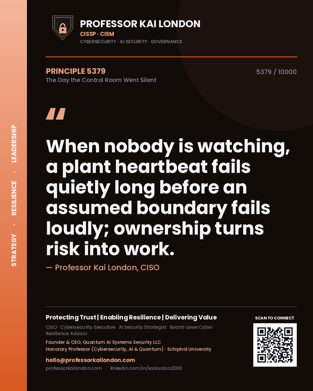 Professor Kai London principle 5379: When nobody is watching, a plant heartbeat fails quietly long before an assumed boundary fails loudly; ownership turns risk into work.