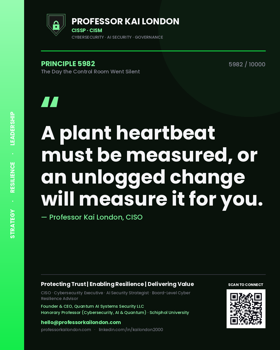 Professor Kai London principle 5982: A plant heartbeat must be measured, or an unlogged change will measure it for you.