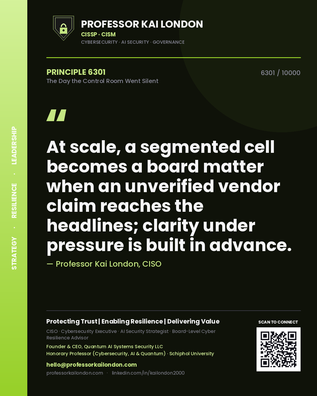 Professor Kai London principle 6301: At scale, a segmented cell becomes a board matter when an unverified vendor claim reaches the headlines; clarity under pressure is built in advance.