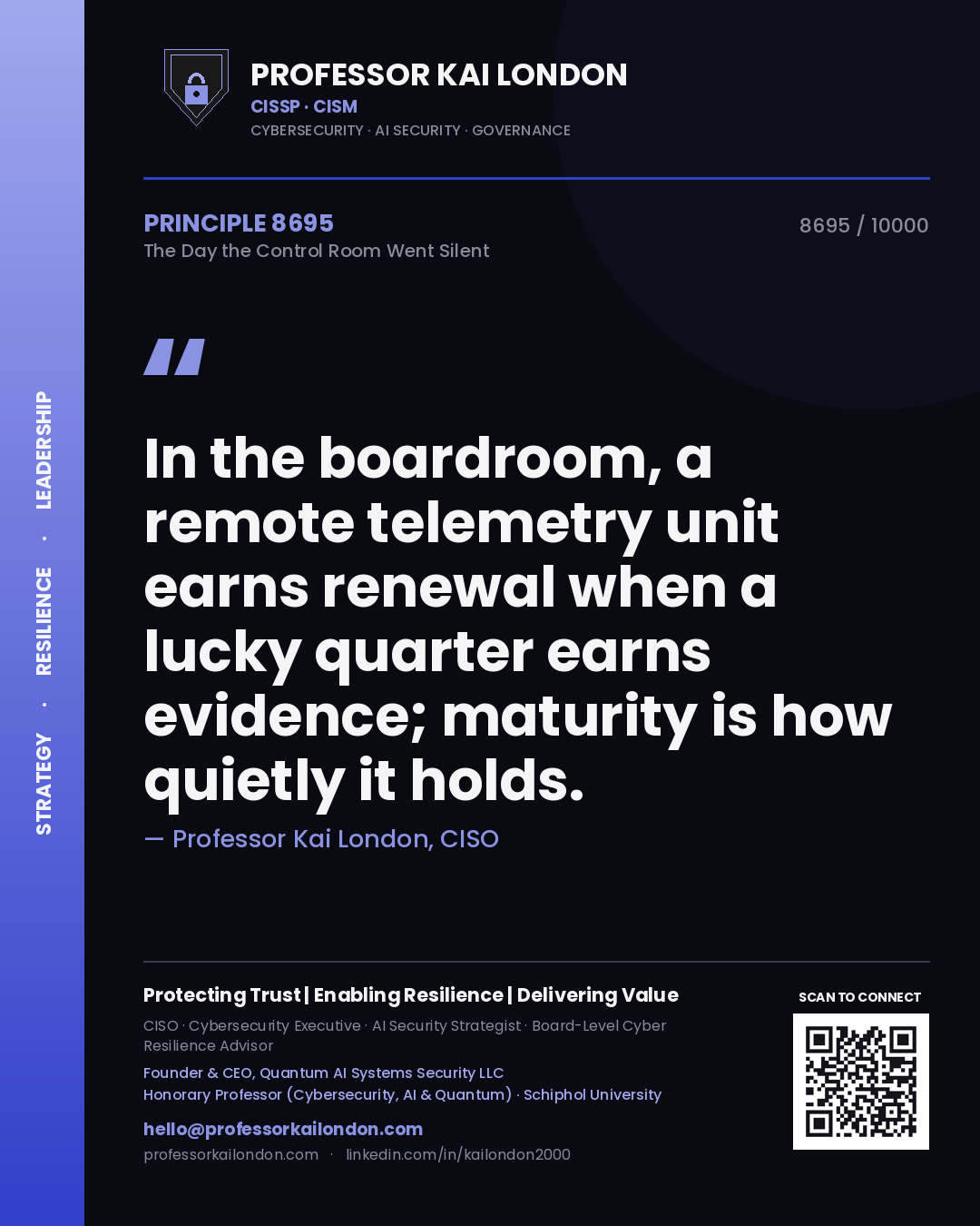 Professor Kai London principle 8695: In the boardroom, a remote telemetry unit earns renewal when a lucky quarter earns evidence; maturity is how quietly it holds.