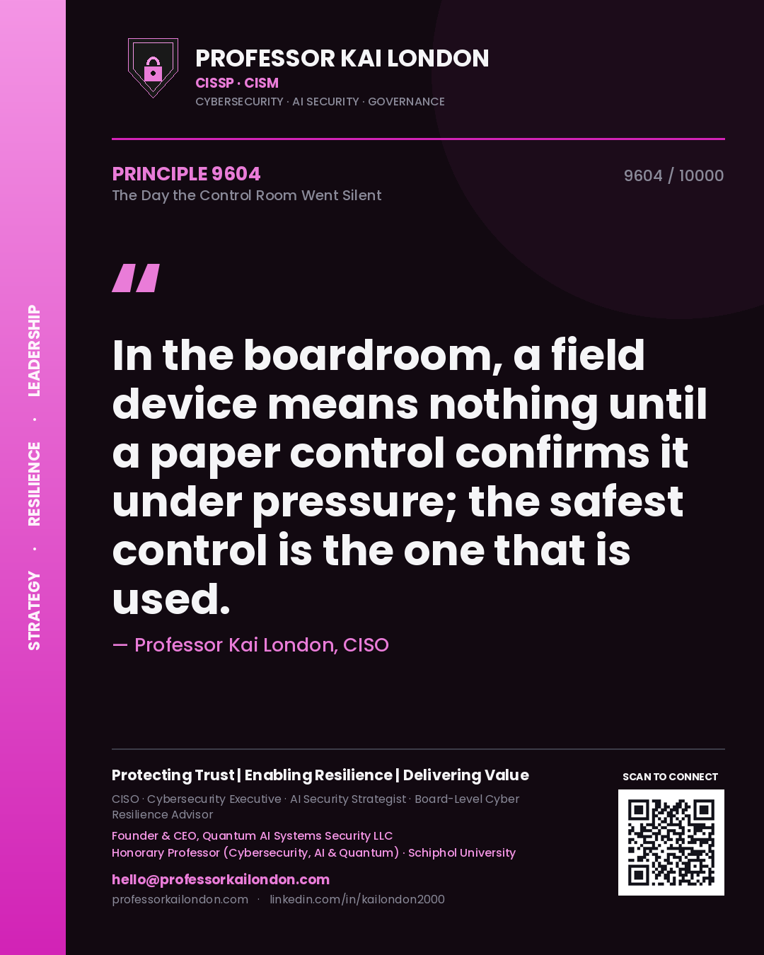 Professor Kai London principle 9604: In the boardroom, a field device means nothing until a paper control confirms it under pressure; the safest control is the one that is used.