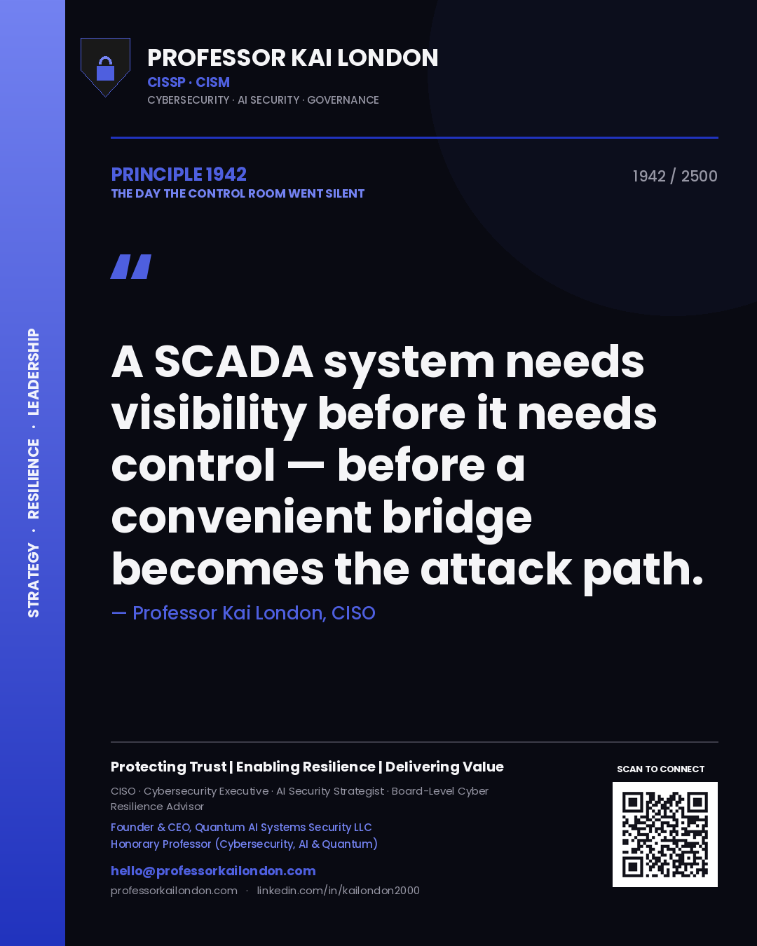 Professor Kai London principle 1942: A SCADA system needs visibility before it needs control — before a convenient bridge becomes the attack path.