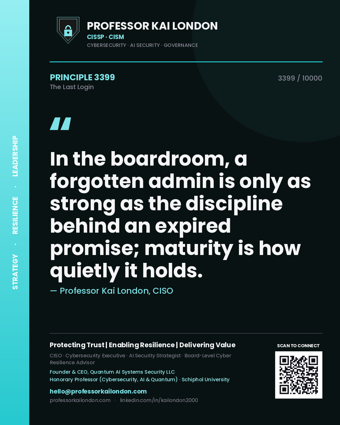 Professor Kai London principle 3399: In the boardroom, a forgotten admin is only as strong as the discipline behind an expired promise; maturity is how quietly it holds.