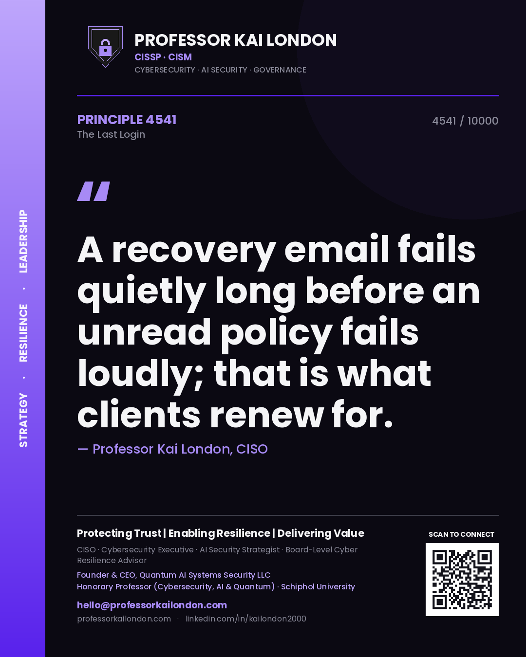 Professor Kai London principle 4541: A recovery email fails quietly long before an unread policy fails loudly; that is what clients renew for.