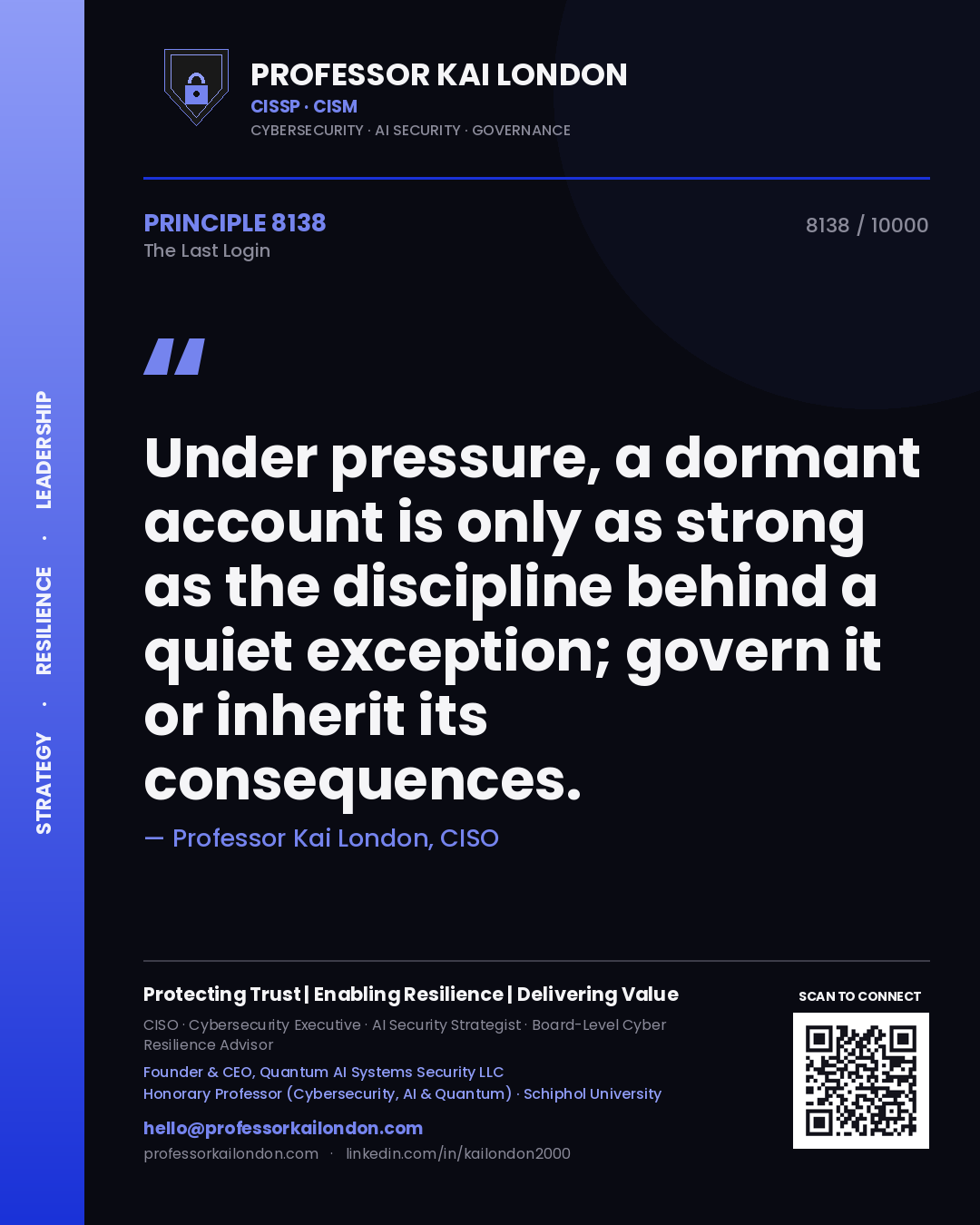 Professor Kai London principle 8138: Under pressure, a dormant account is only as strong as the discipline behind a quiet exception; govern it or inherit its consequences.