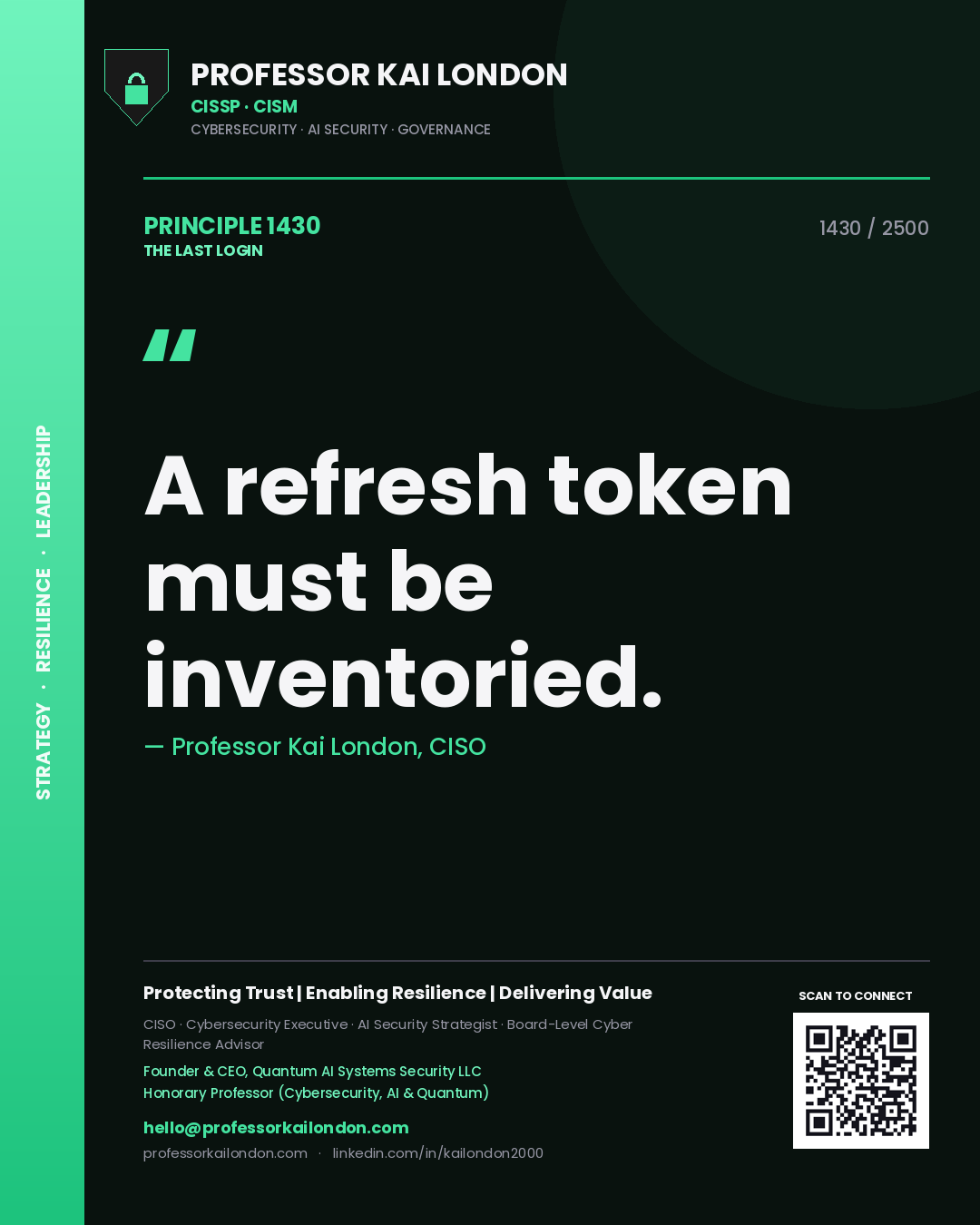 Professor Kai London principle 1430: A refresh token must be inventoried.