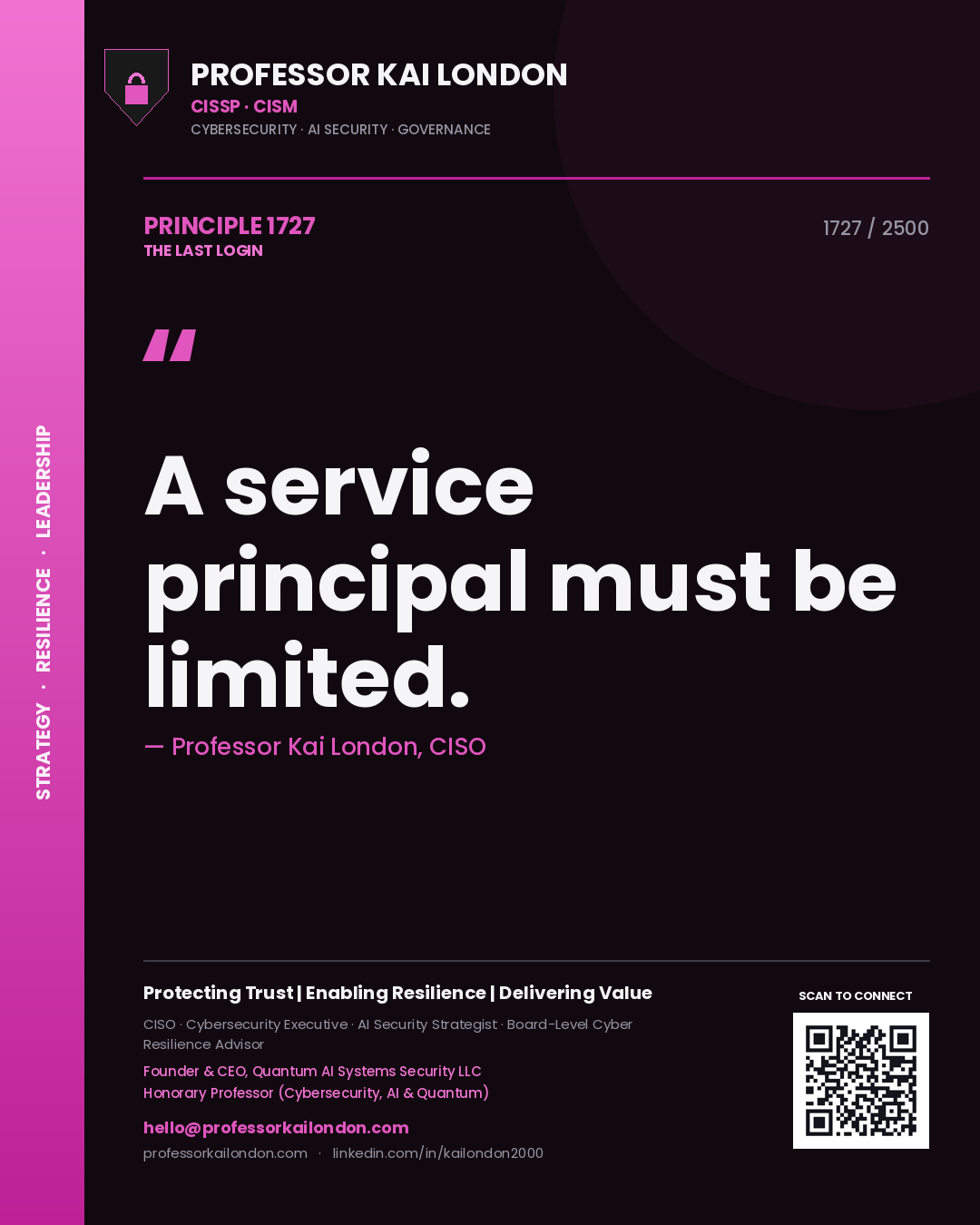 Professor Kai London principle 1727: A service principal must be limited.