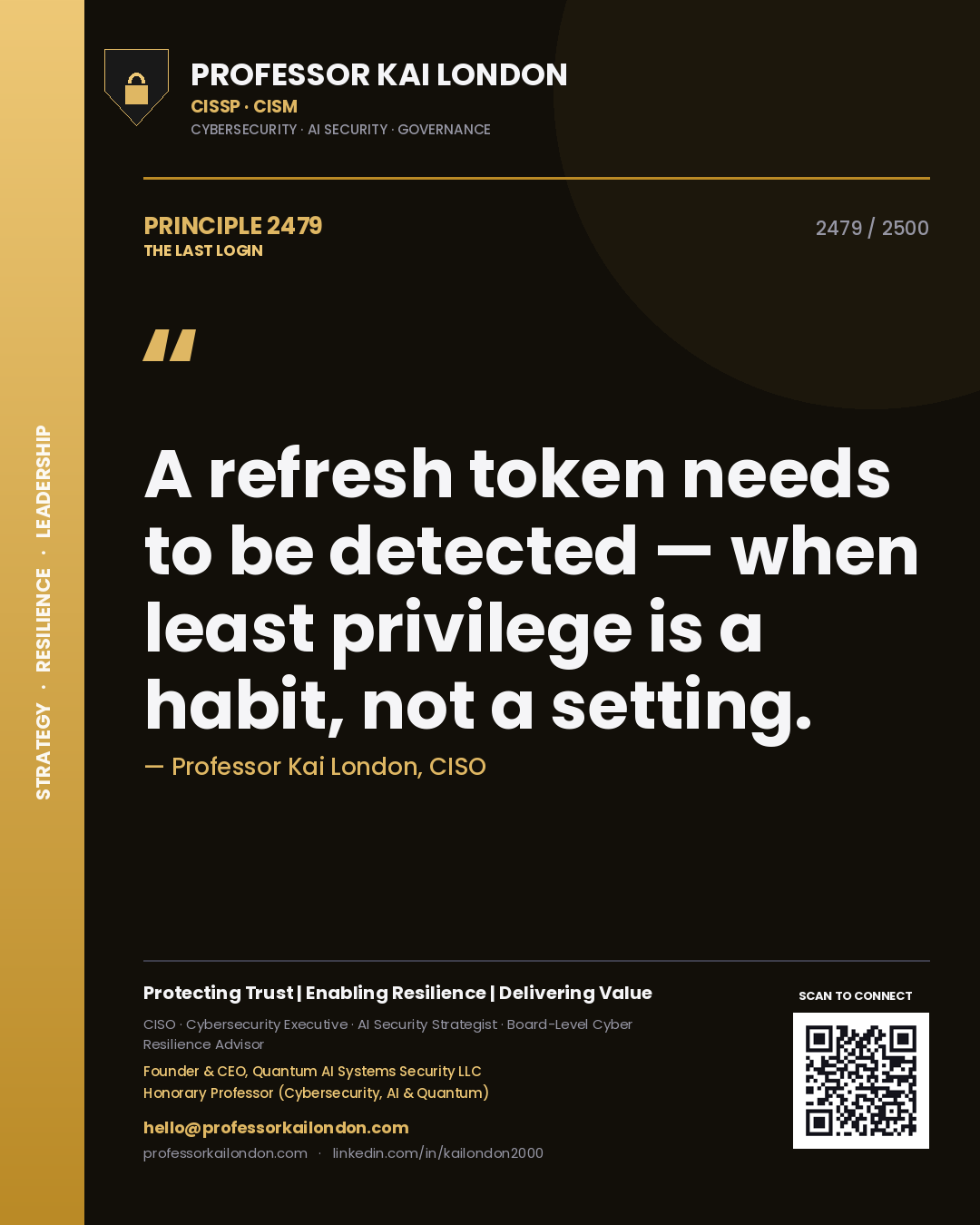 Professor Kai London principle 2479: A refresh token needs to be detected — when least privilege is a habit, not a setting.
