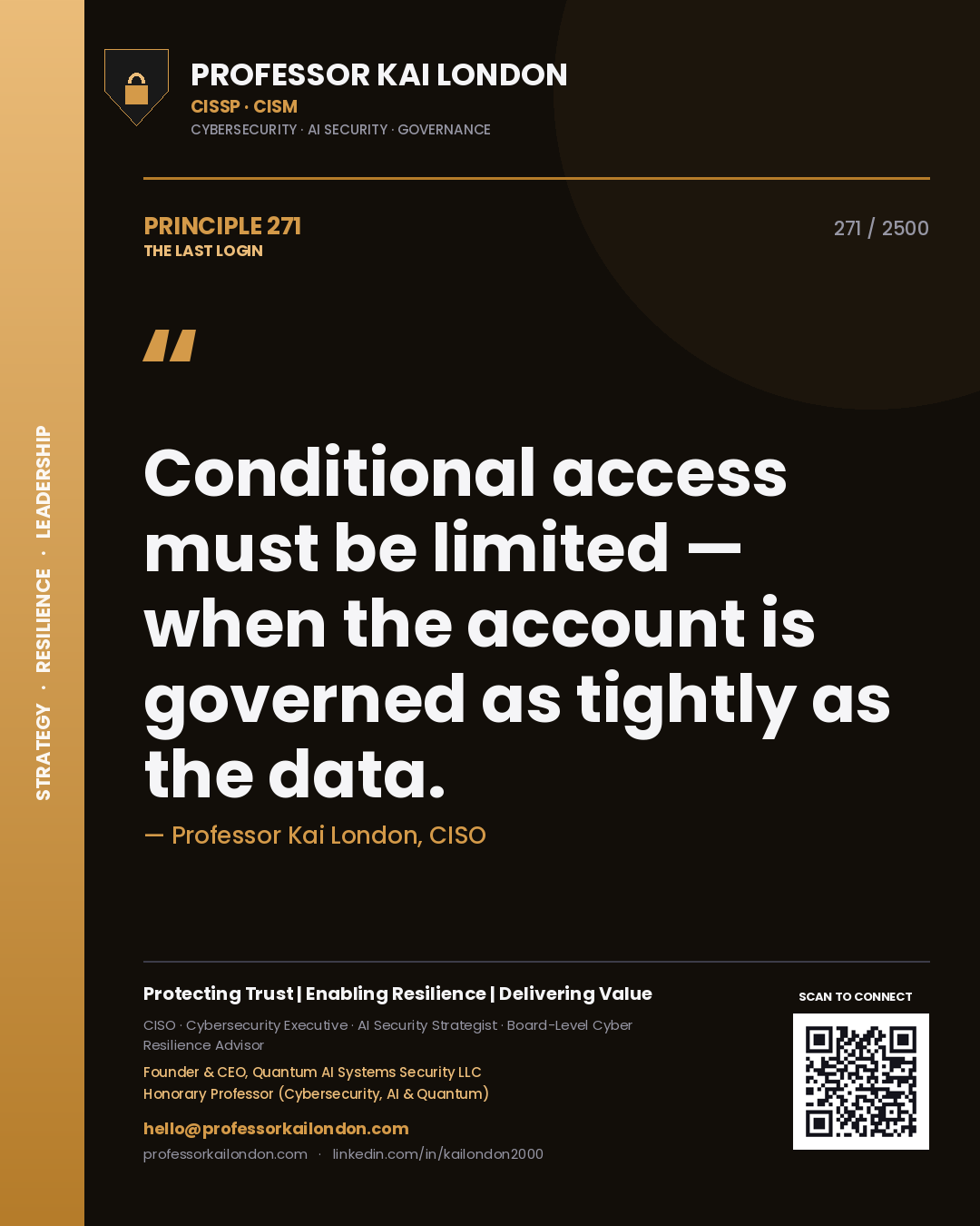 Professor Kai London principle 271: Conditional access must be limited — when the account is governed as tightly as the data.