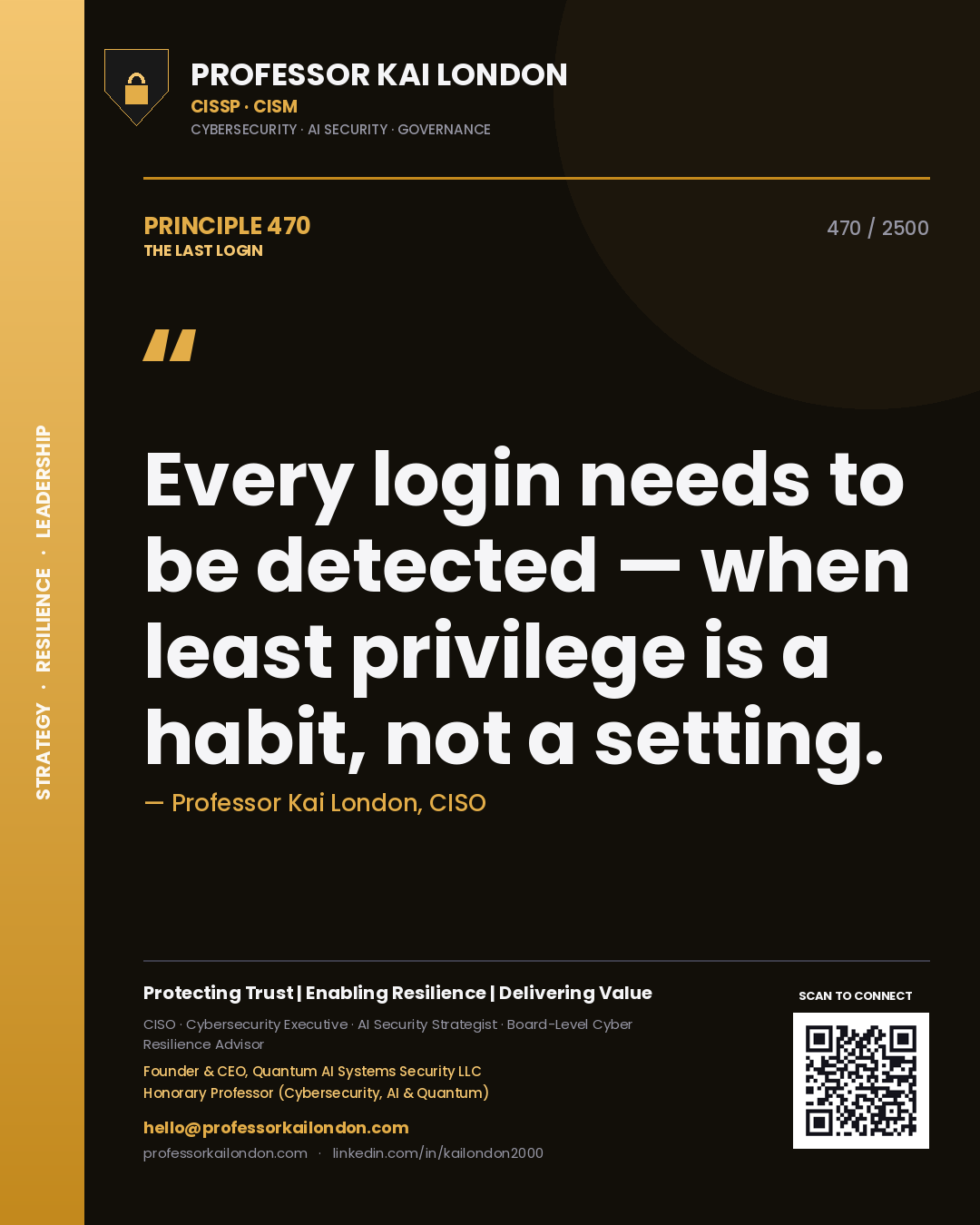 Professor Kai London principle 470: Every login needs to be detected — when least privilege is a habit, not a setting.