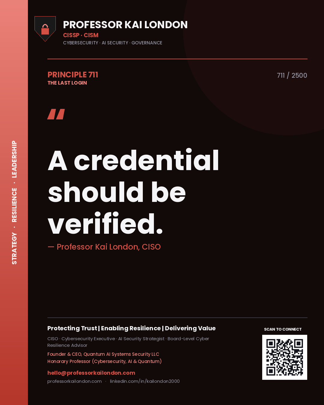 Professor Kai London principle 711: A credential should be verified.
