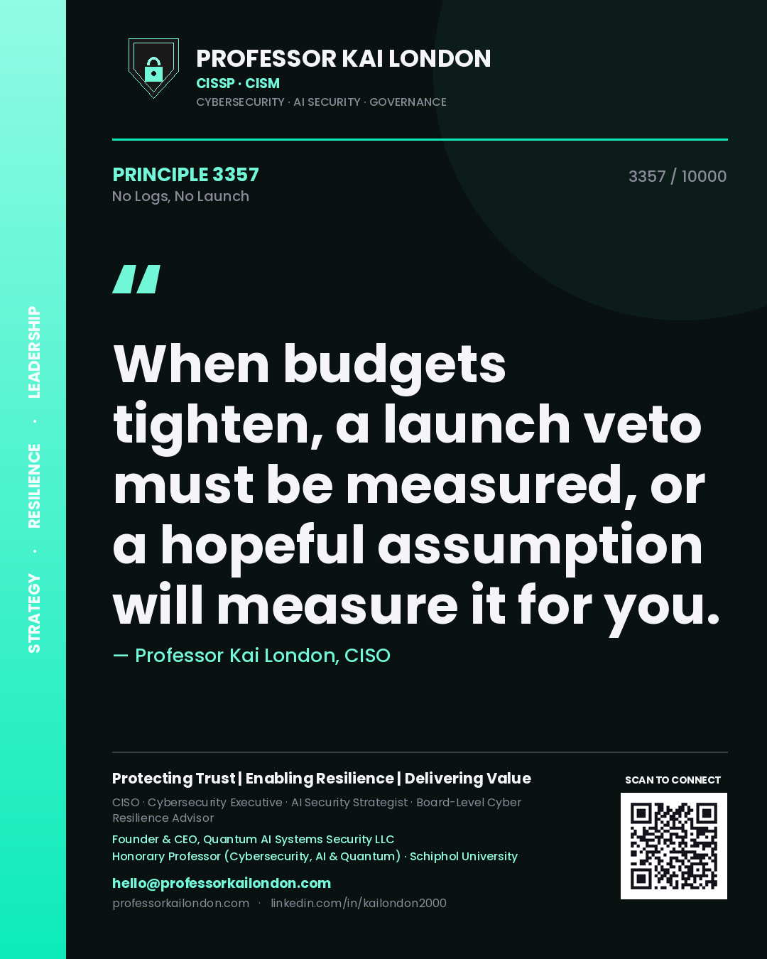 Professor Kai London principle 3357: When budgets tighten, a launch veto must be measured, or a hopeful assumption will measure it for you.