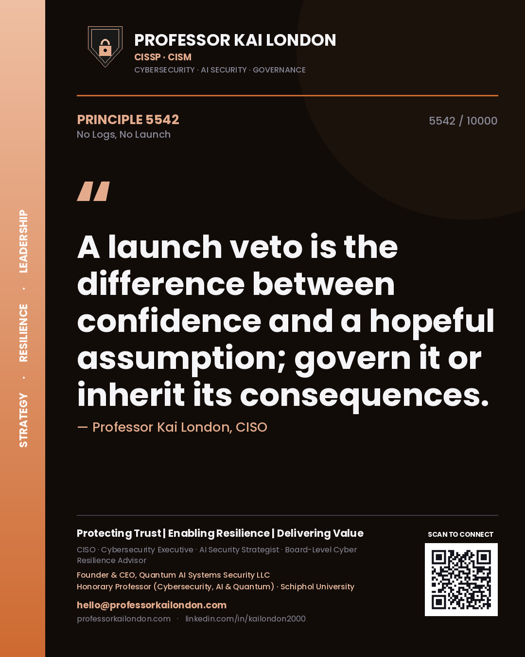 Professor Kai London principle 5542: A launch veto is the difference between confidence and a hopeful assumption; govern it or inherit its consequences.