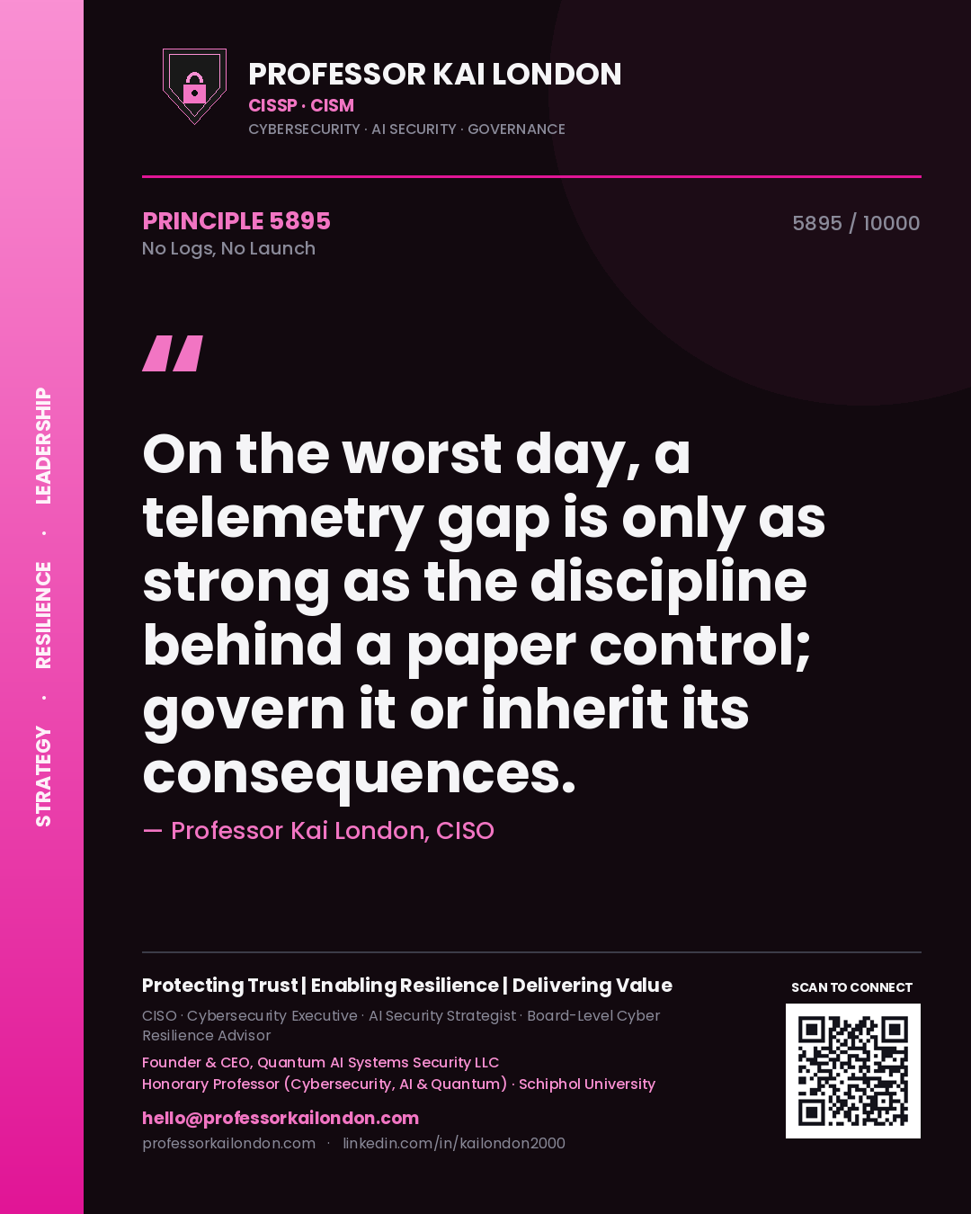 Professor Kai London principle 5895: On the worst day, a telemetry gap is only as strong as the discipline behind a paper control; govern it or inherit its consequences.
