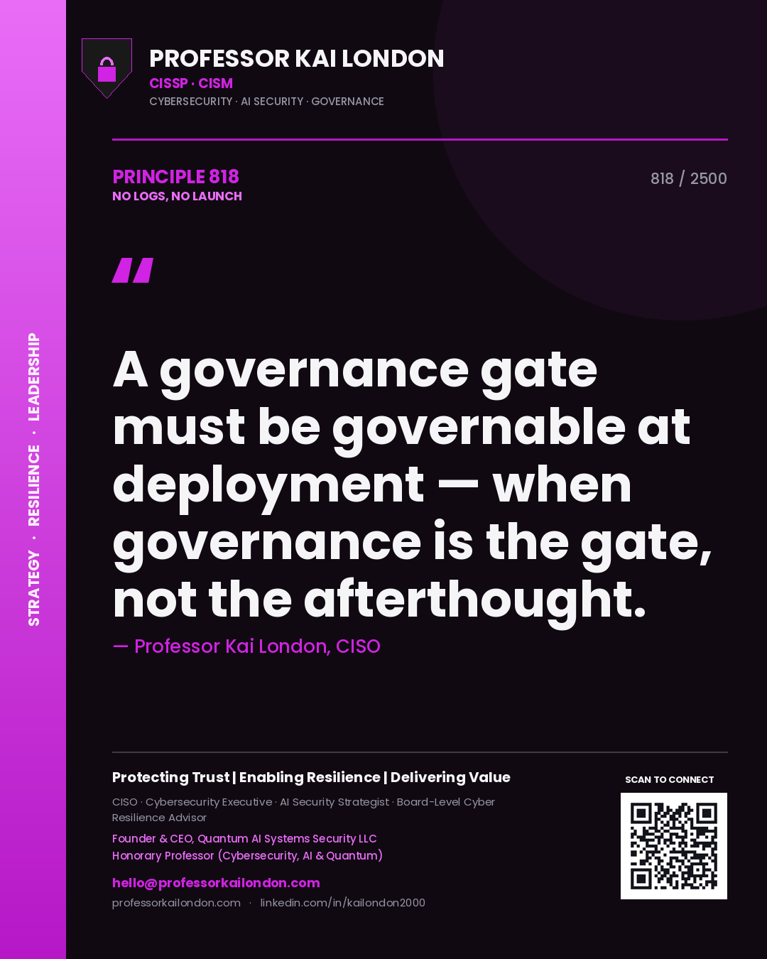 Professor Kai London principle 818: A governance gate must be governable at deployment — when governance is the gate, not the afterthought.