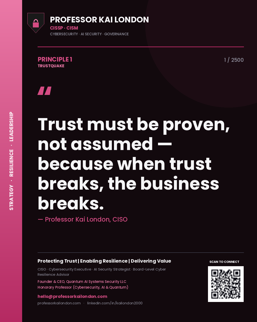 Professor Kai London principle 1: Trust must be proven, not assumed — because when trust breaks, the business breaks.