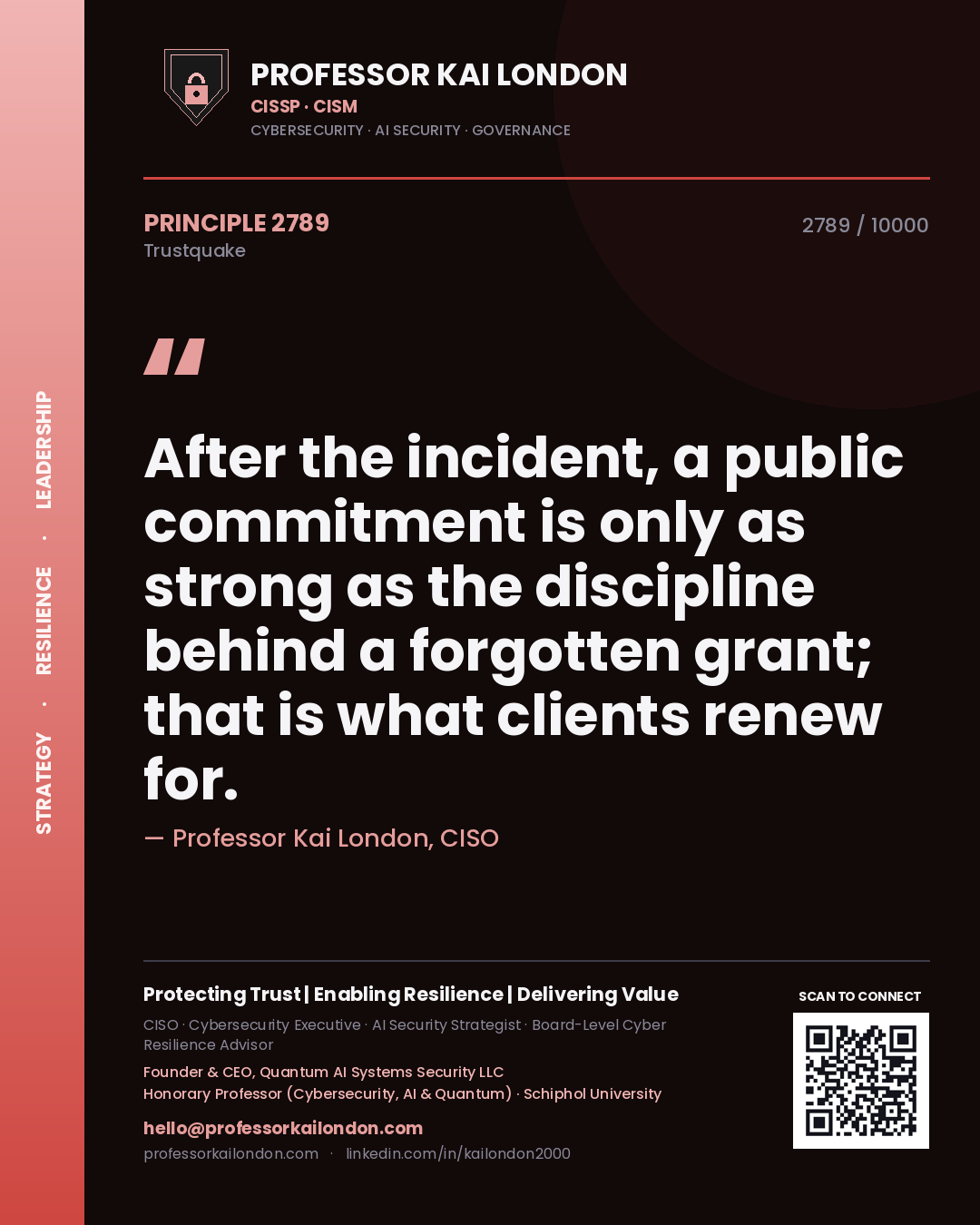 Professor Kai London principle 2789: After the incident, a public commitment is only as strong as the discipline behind a forgotten grant; that is what clients renew for.