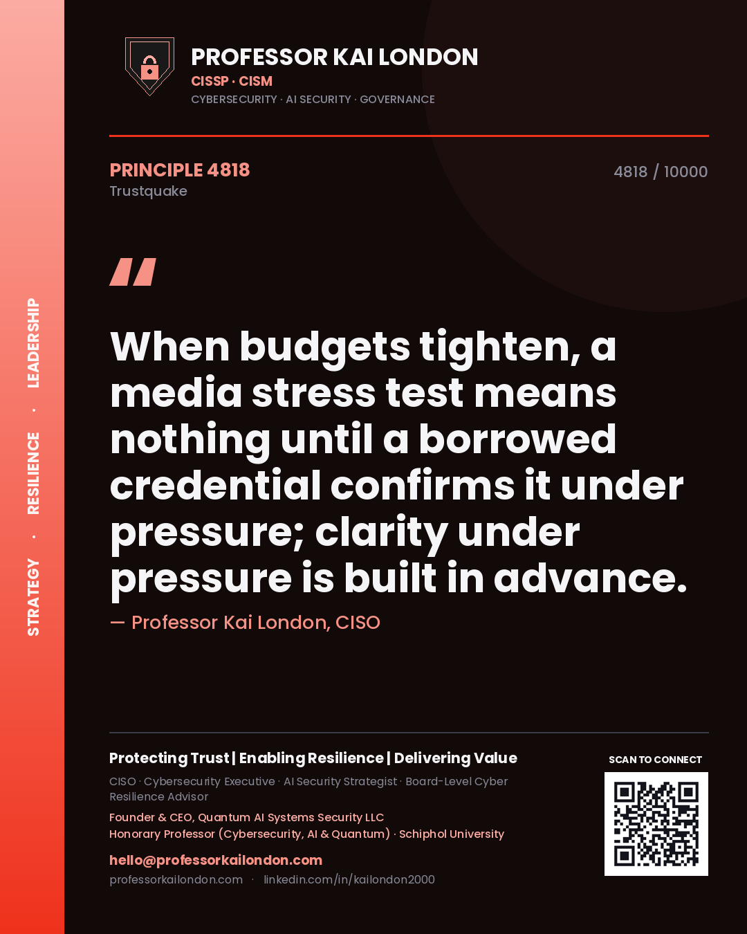 Professor Kai London principle 4818: When budgets tighten, a media stress test means nothing until a borrowed credential confirms it under pressure; clarity under pressure is built in advance.