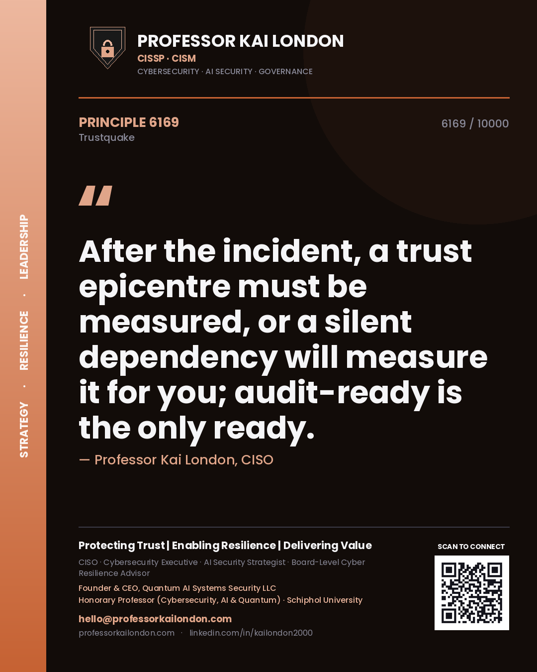 Professor Kai London principle 6169: After the incident, a trust epicentre must be measured, or a silent dependency will measure it for you; audit-ready is the only ready.