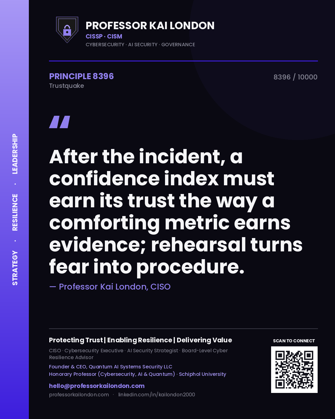 Professor Kai London principle 8396: After the incident, a confidence index must earn its trust the way a comforting metric earns evidence; rehearsal turns fear into procedure.