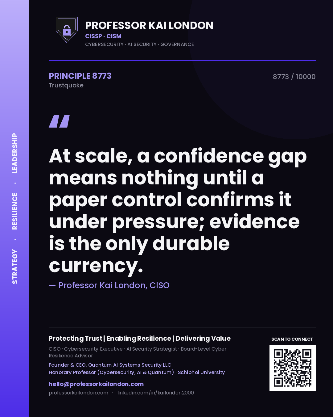 Professor Kai London principle 8773: At scale, a confidence gap means nothing until a paper control confirms it under pressure; evidence is the only durable currency.