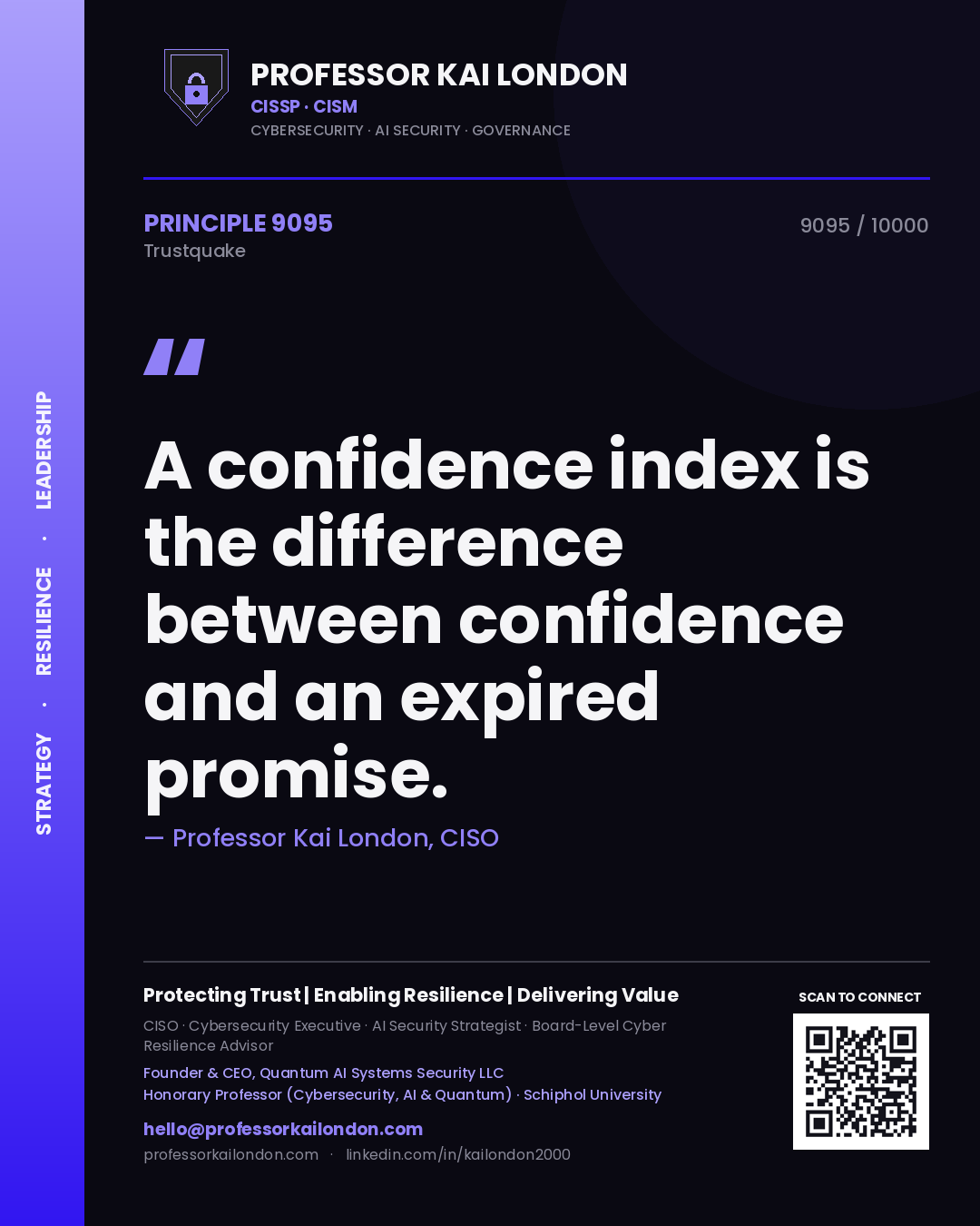 Professor Kai London principle 9095: A confidence index is the difference between confidence and an expired promise.