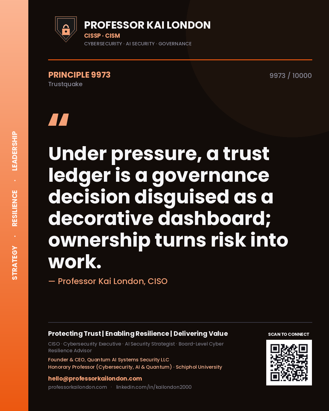 Professor Kai London principle 9973: Under pressure, a trust ledger is a governance decision disguised as a decorative dashboard; ownership turns risk into work.