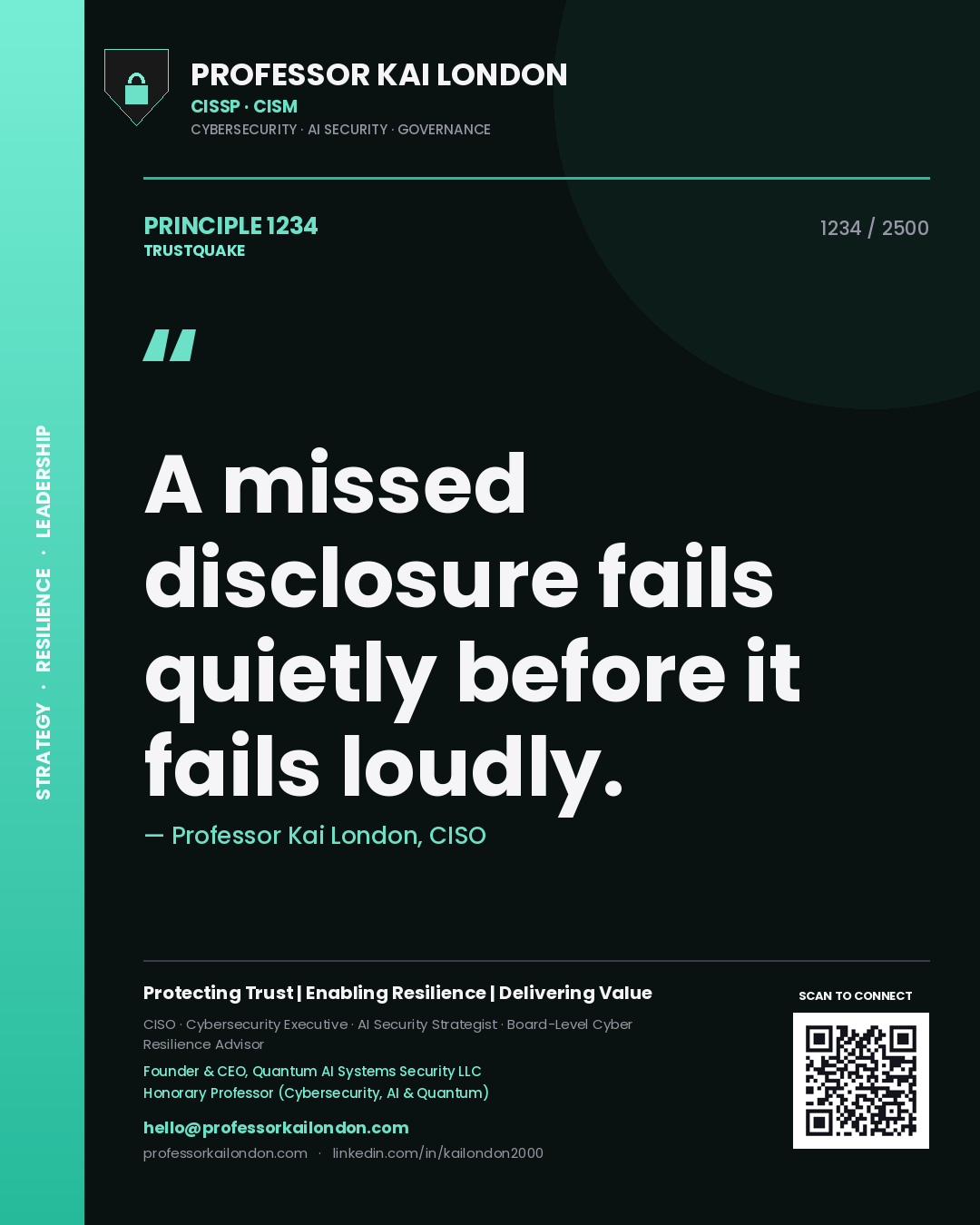 Professor Kai London principle 1234: A missed disclosure fails quietly before it fails loudly.