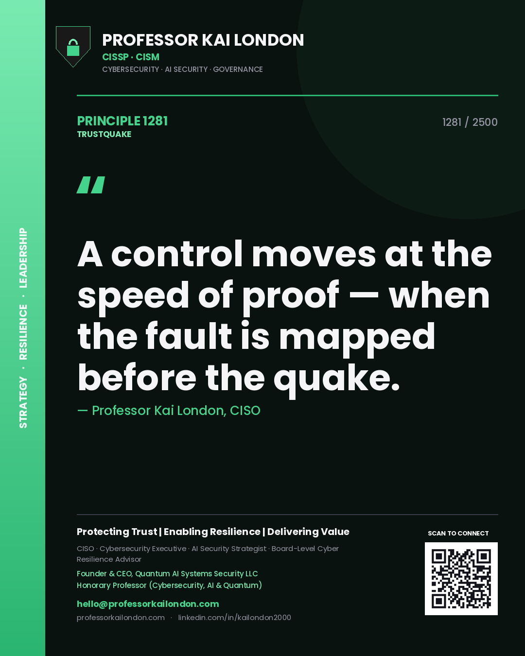 Professor Kai London principle 1281: A control moves at the speed of proof — when the fault is mapped before the quake.