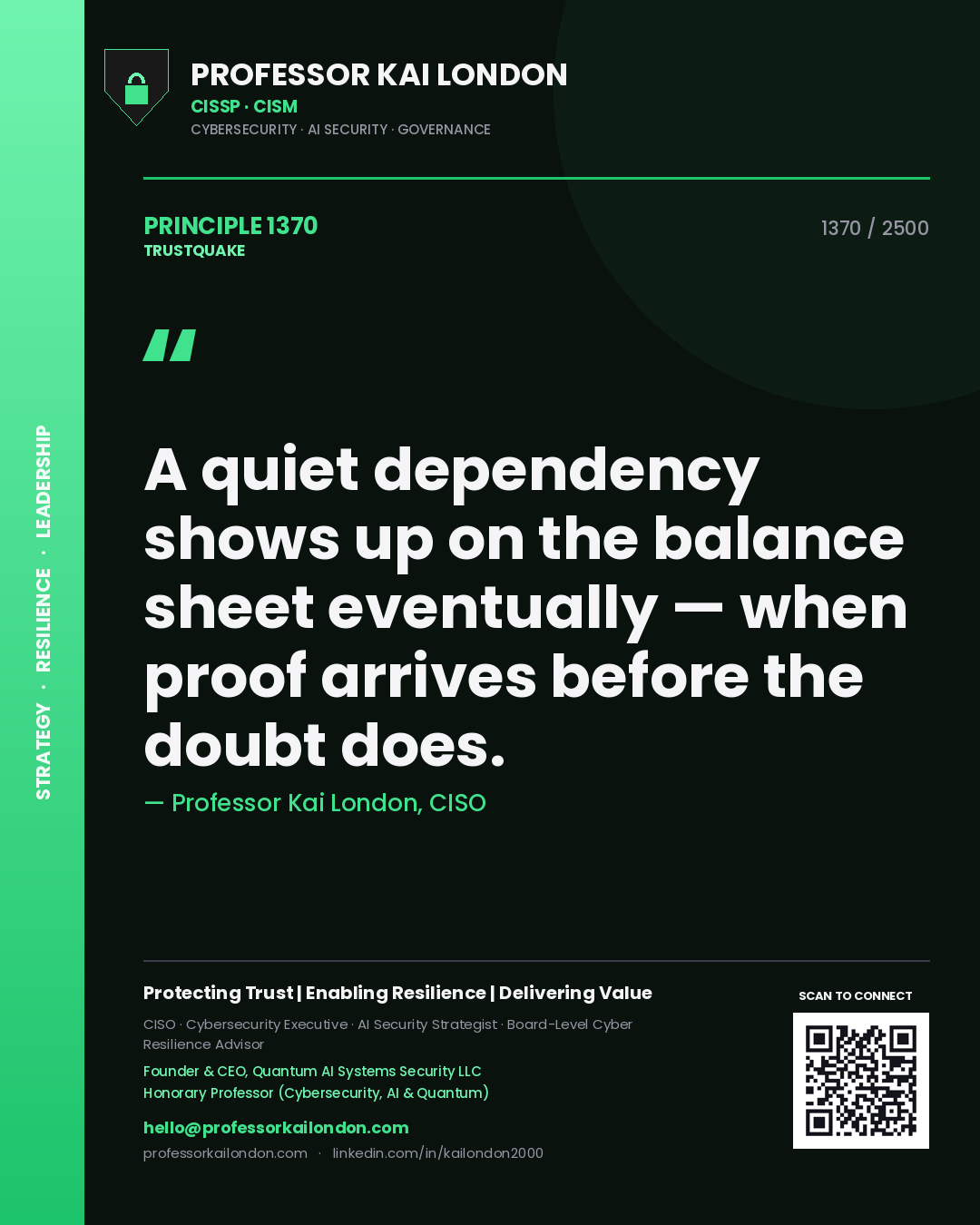 Professor Kai London principle 1370: A quiet dependency shows up on the balance sheet eventually — when proof arrives before the doubt does.