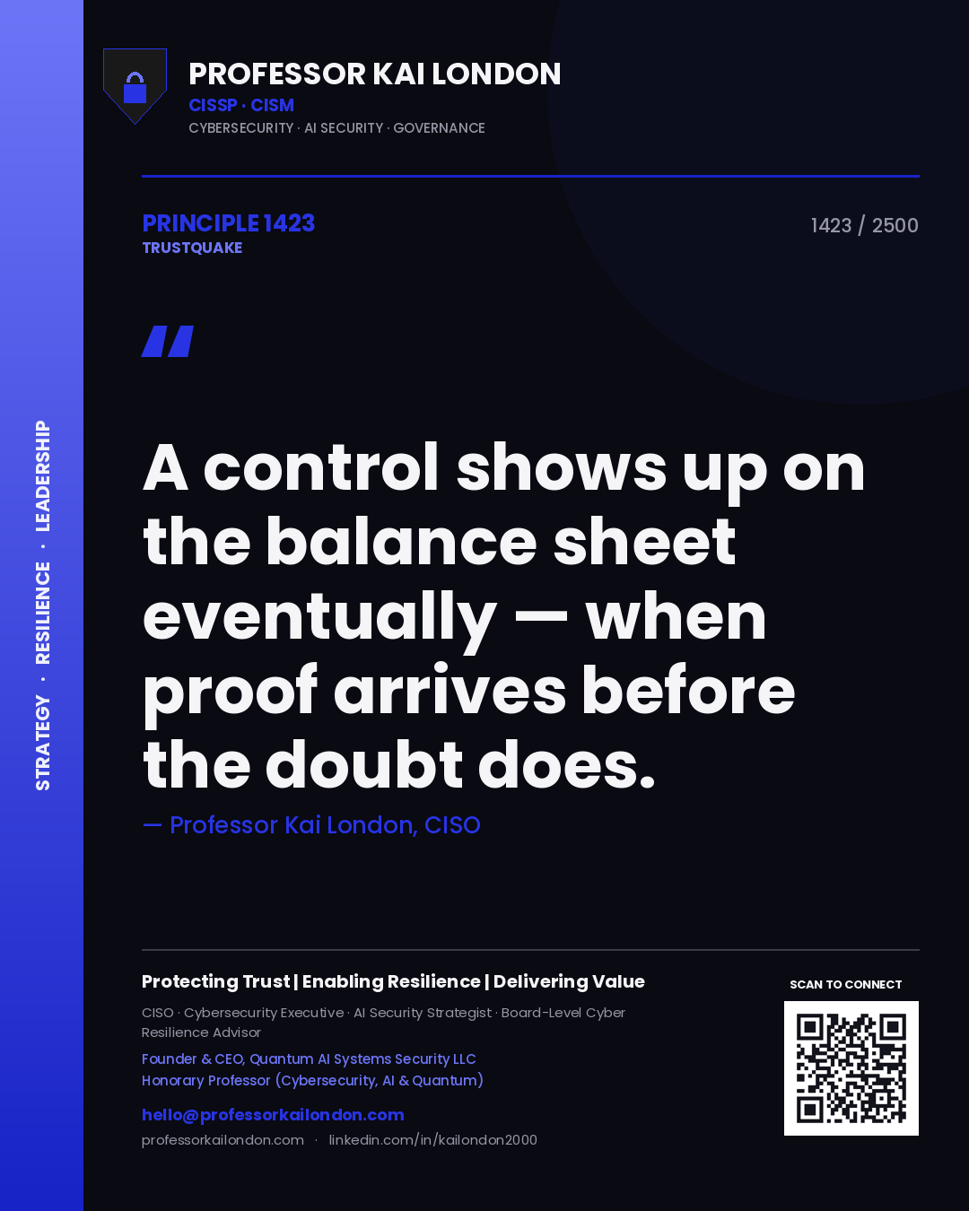 Professor Kai London principle 1423: A control shows up on the balance sheet eventually — when proof arrives before the doubt does.