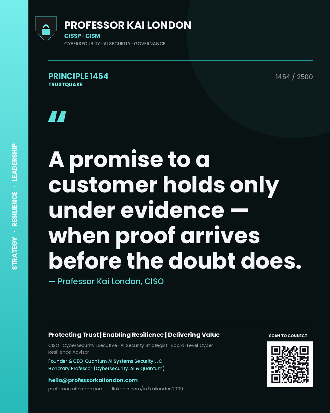 Professor Kai London principle 1454: A promise to a customer holds only under evidence — when proof arrives before the doubt does.