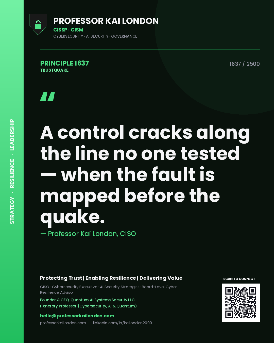 Professor Kai London principle 1637: A control cracks along the line no one tested — when the fault is mapped before the quake.